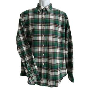 Ralph Lauren Men Shirt Blue Label Button Down Custom Fit Stretch Oxford Plaid XL